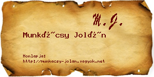 Munkácsy Jolán névjegykártya
